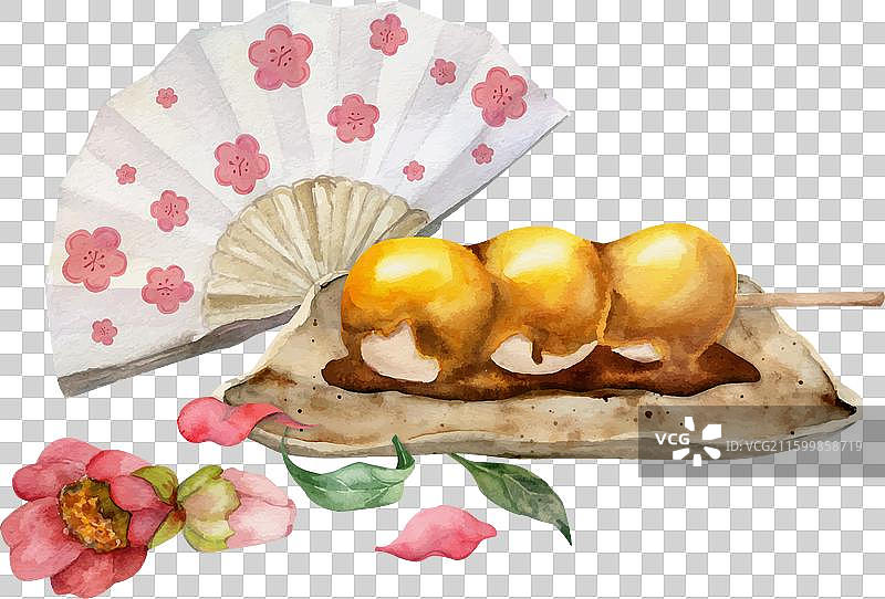水彩手绘传统日式点心图片素材