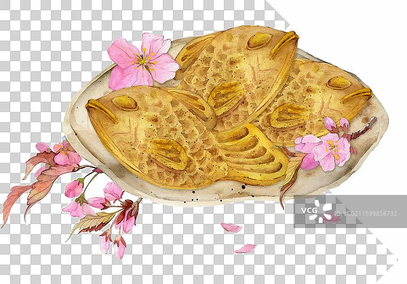 水彩手绘传统日式点心图片素材