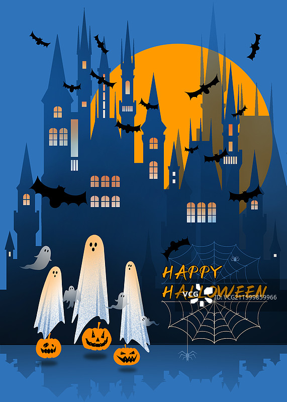 万圣节-手绘-可爱卡通-模版-海报图片素材