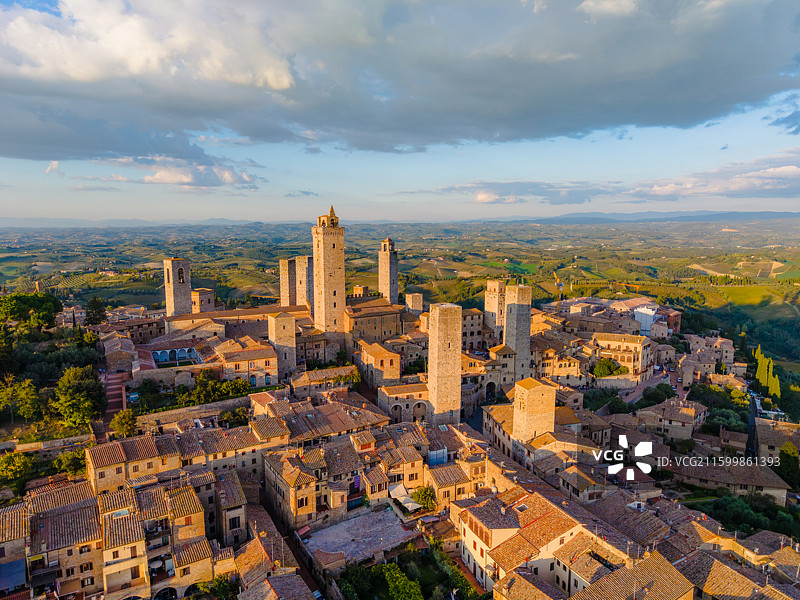 意大利圣吉米尼亚诺SanGimignano航拍图片素材