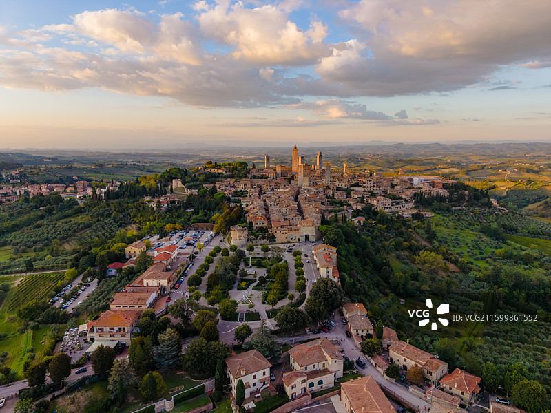 意大利圣吉米尼亚诺SanGimignano航拍图片素材
