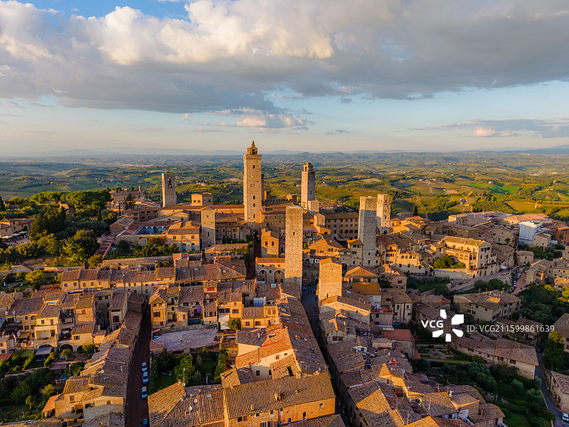 意大利圣吉米尼亚诺SanGimignano航拍图片素材