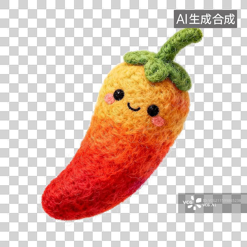 【AI数字艺术】3D毛毡可爱的蘑菇，南瓜，辣椒，胡萝卜，，免扣设计元素图片素材