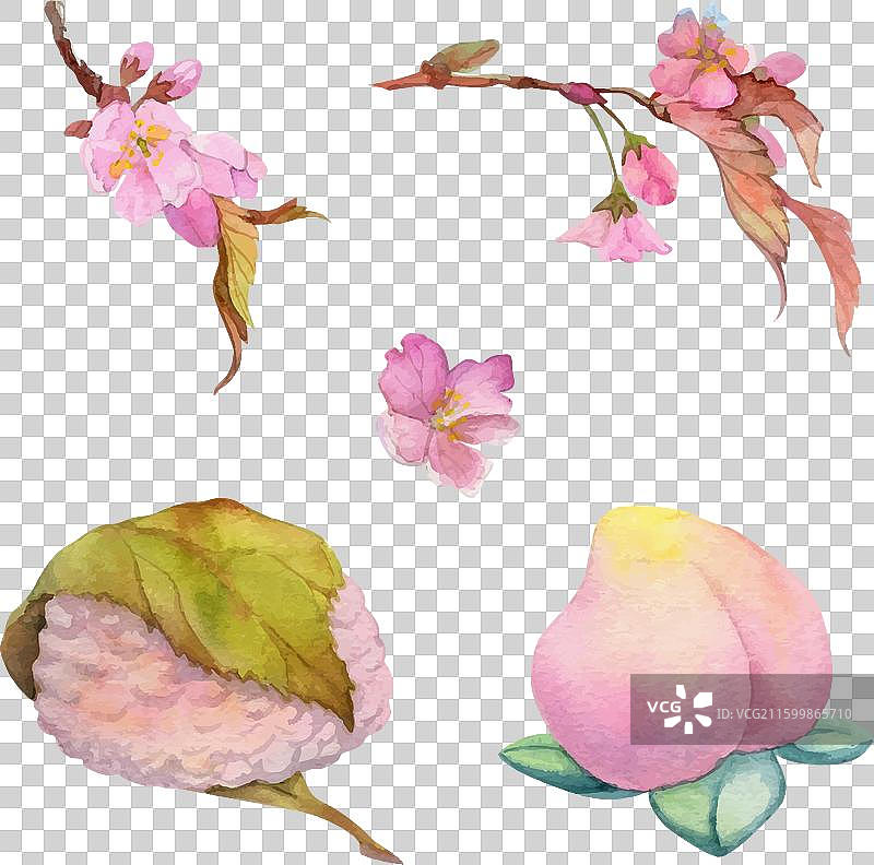 水彩手绘传统日式点心图片素材