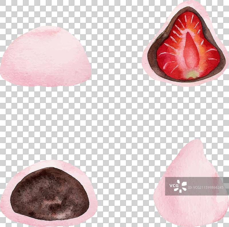 水彩手绘日式传统点心图片素材