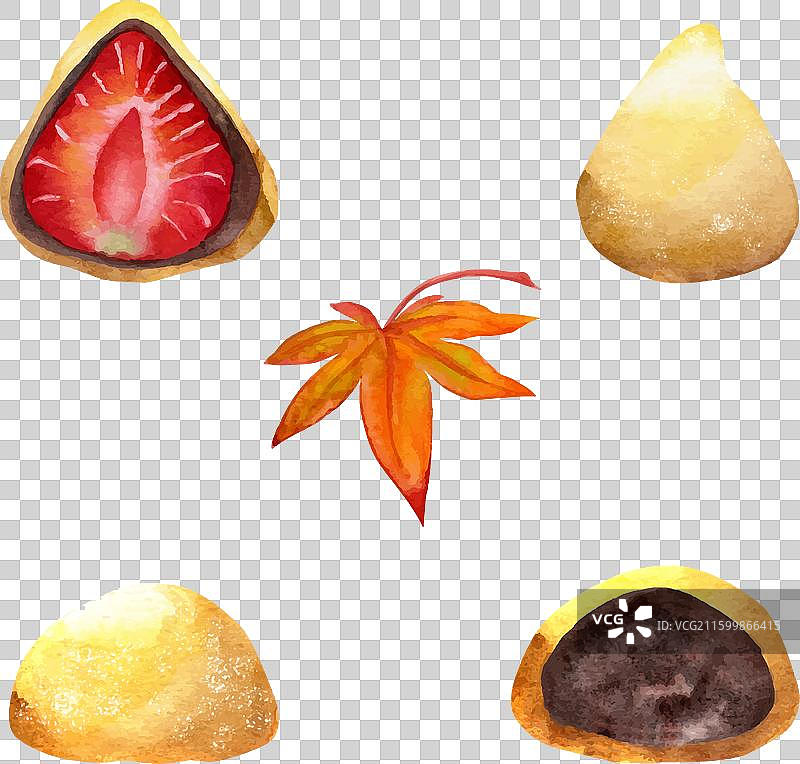 水彩手绘传统日式点心图片素材