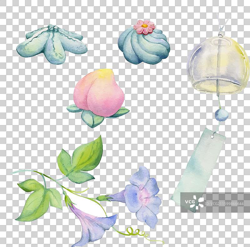 水彩手绘传统日式点心图片素材