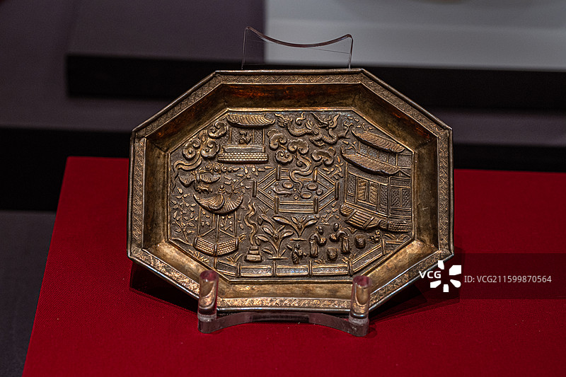 南宋 银鎏金魁星盏盘 邵武市博物馆图片素材