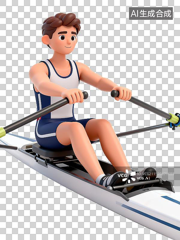 【AI数字艺术】穿着运动服划船的男子图片素材
