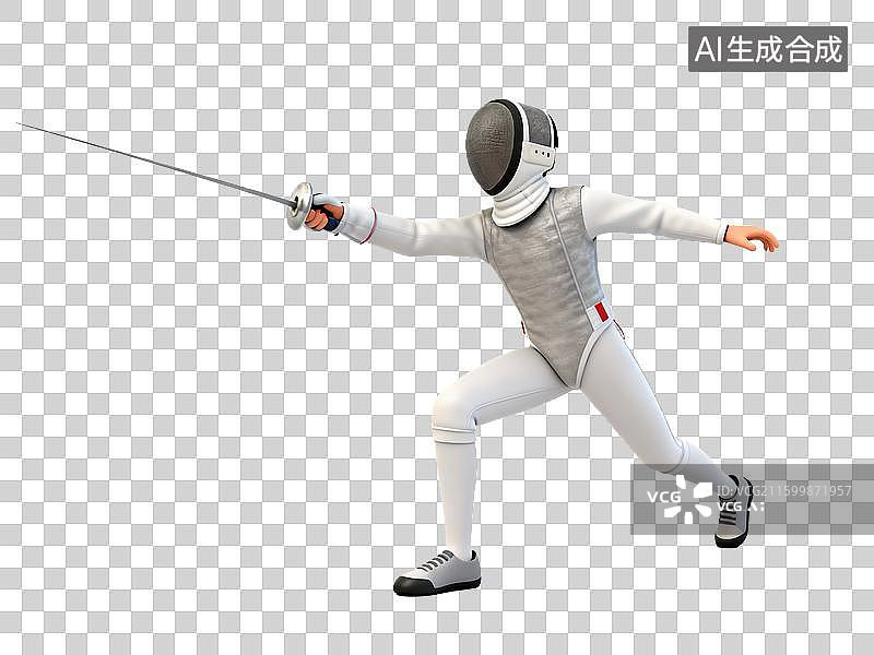 【AI数字艺术】3D渲染的击剑运动员姿态图片素材