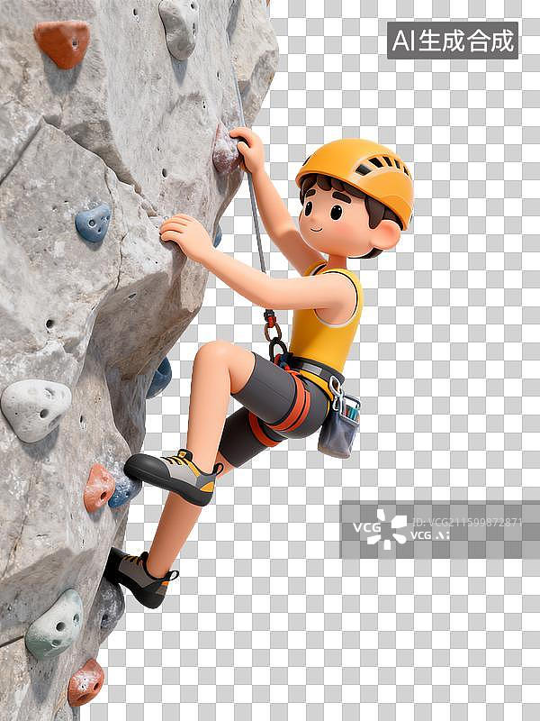 【AI数字艺术】人物攀岩岩石墙场景图片素材