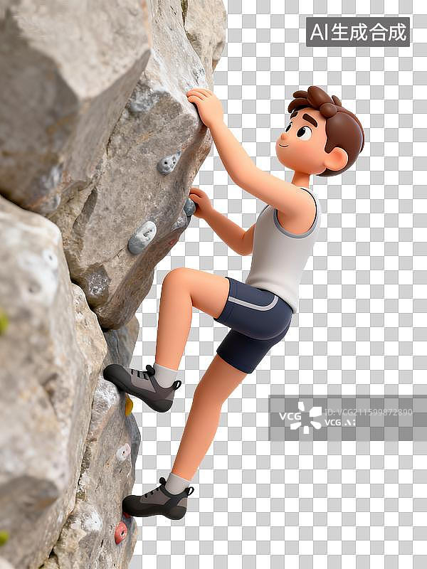 【AI数字艺术】人物攀岩岩石墙场景图片素材