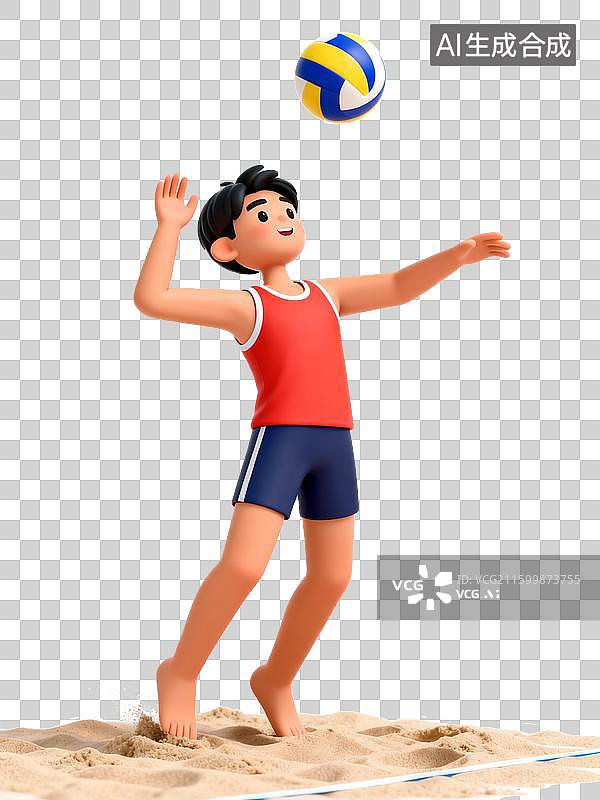 【AI数字艺术】沙滩上打排球的男子图片素材