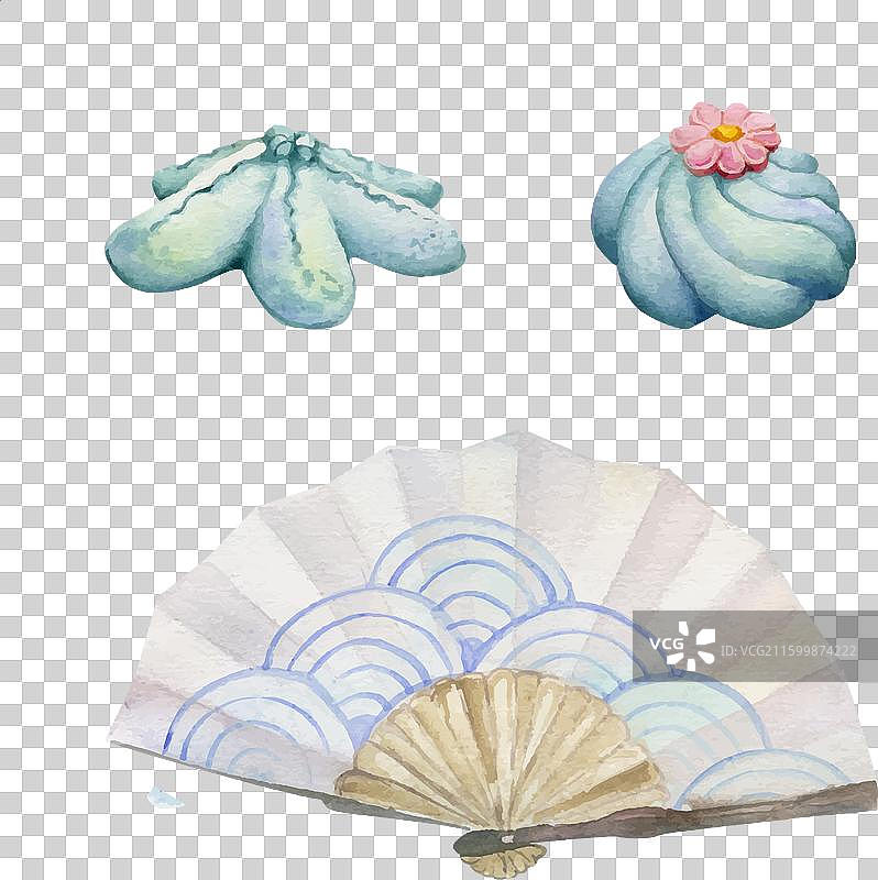 水彩手绘传统日式风格插画套装图片素材