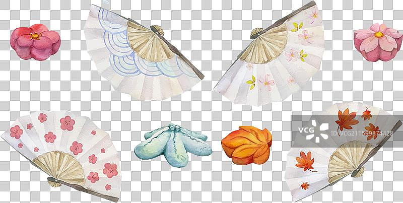 水彩手绘日式传统风格插画合集图片素材