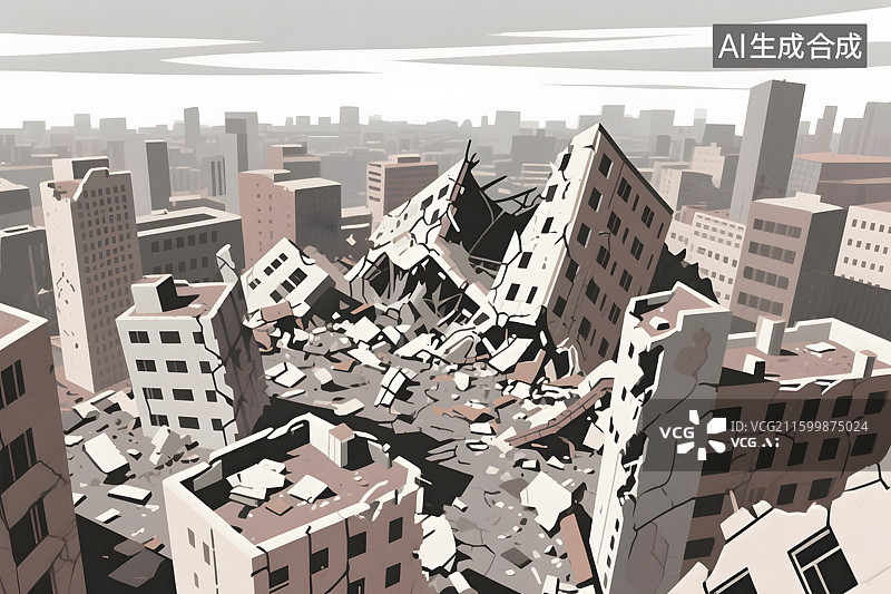 【AI数字艺术】末日废墟城市景观图片素材