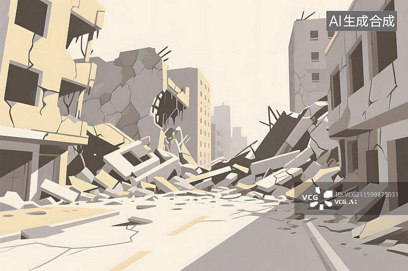 【AI数字艺术】末日废墟城市景观图片素材