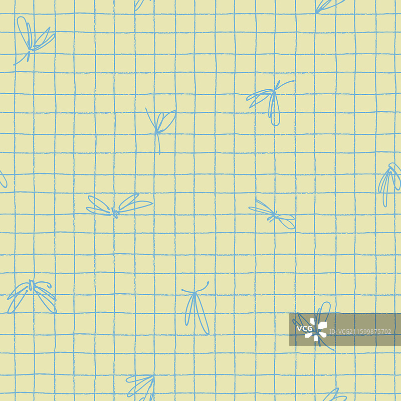 手绘网格无缝格子图案图片素材
