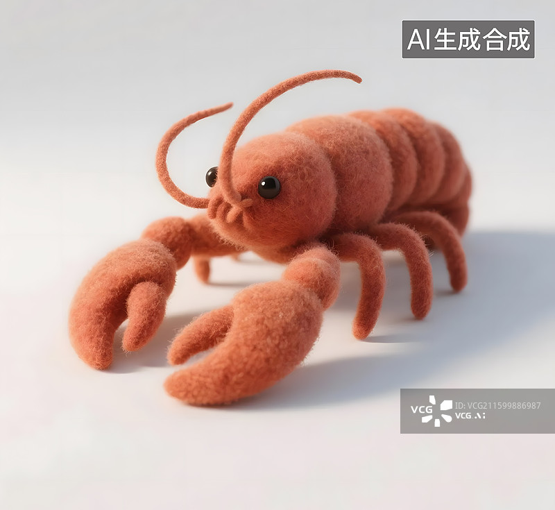 【AI数字艺术】AIGC:3D卡通羊毛毡风格龙虾图片素材