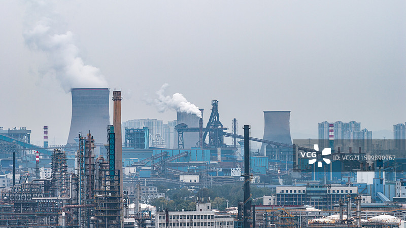 湖北省武汉市青山区化工区工业园区航拍景象图片素材