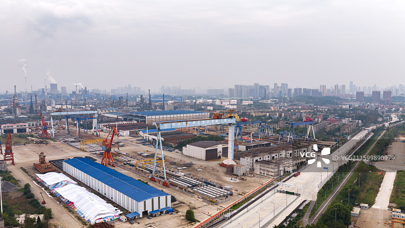 湖北省武汉市青山区化工区工业园区航拍景象图片素材