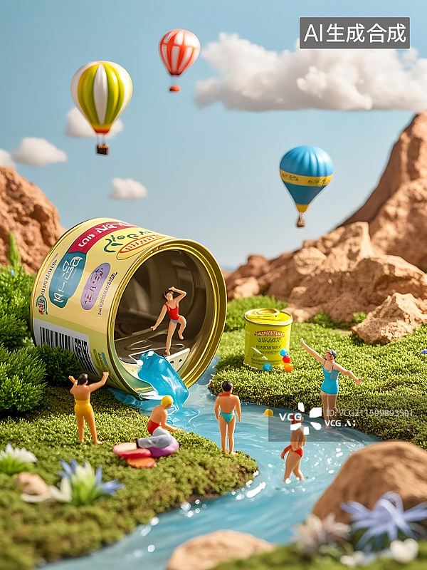【AI数字艺术】罐头里的夏日假期图片素材
