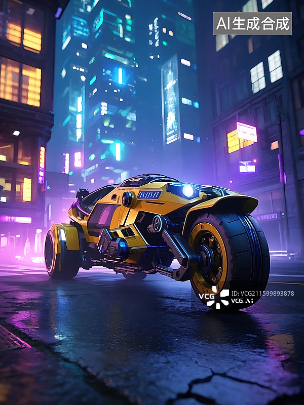 【AI数字艺术】未来都市飞车疾驰图片素材