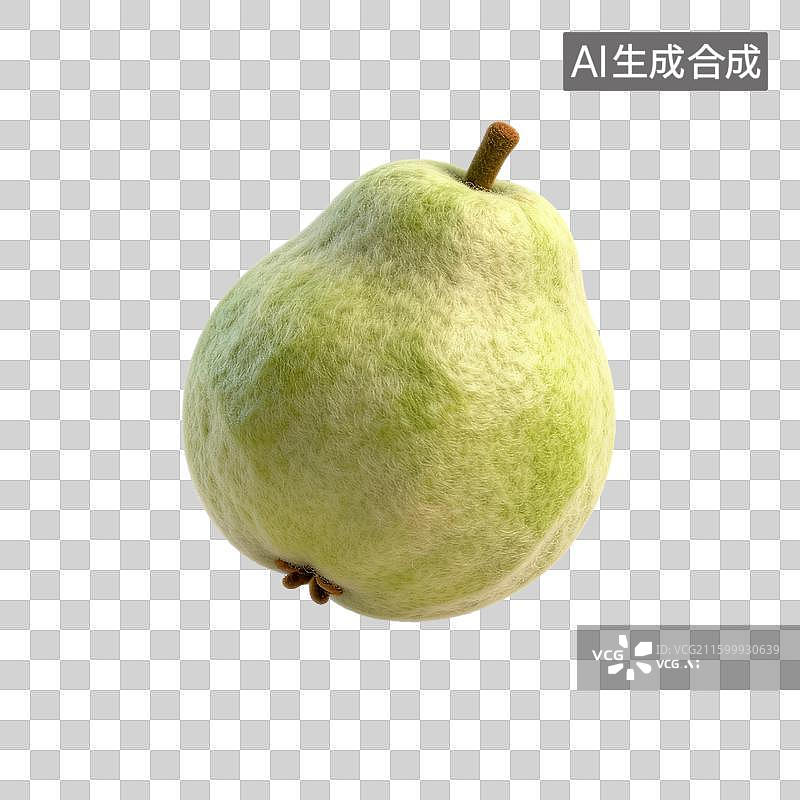 【AI数字艺术】一颗绿色绒毛状的番石榴特写图片素材