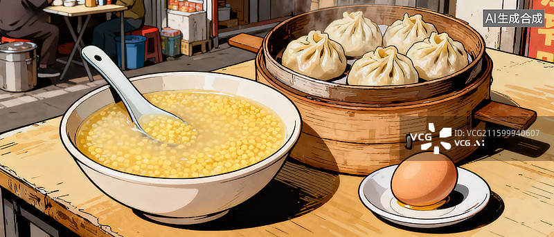 【AI数字艺术】传统中式早餐组合图片素材