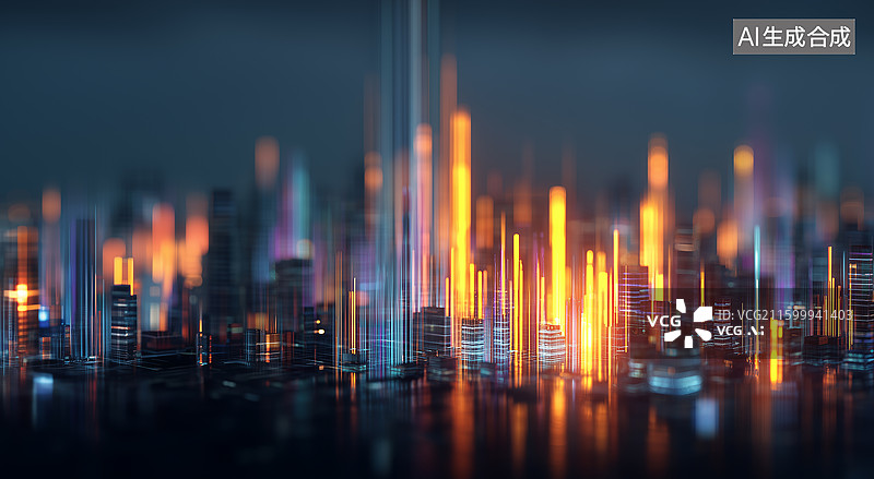 【AI数字艺术】未来股市数据可视化图片素材