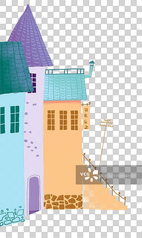 免抠元素 PNG插画 旅行路上的房屋图片素材