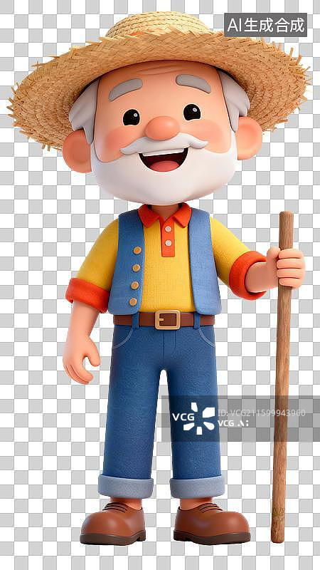 【AI数字艺术】农民伯伯插画图片素材