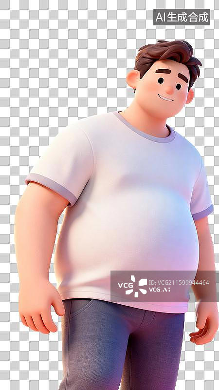 【AI数字艺术】肥胖的男性插画图片素材