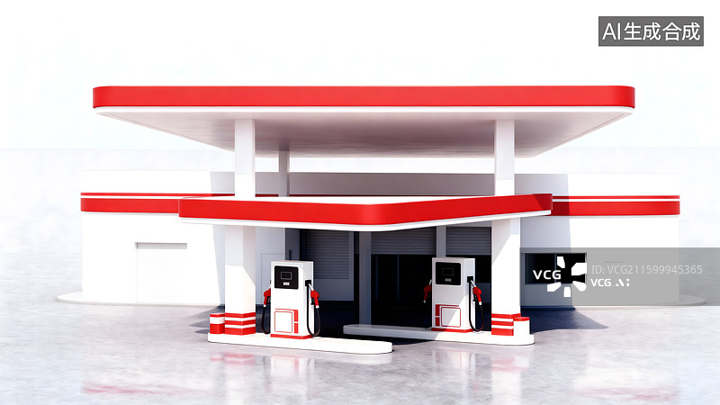 【AI数字艺术】3D加油站图片素材