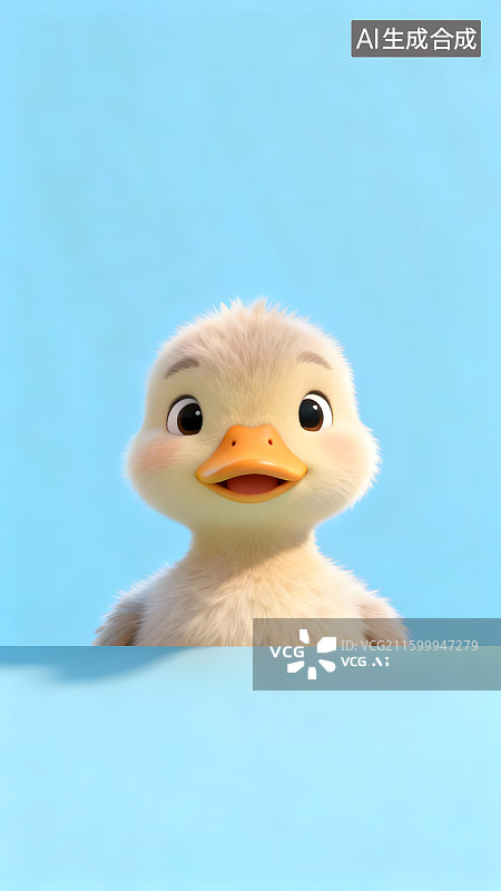 【AI数字艺术】浅蓝色背景下可爱小鸭子壁纸图片素材