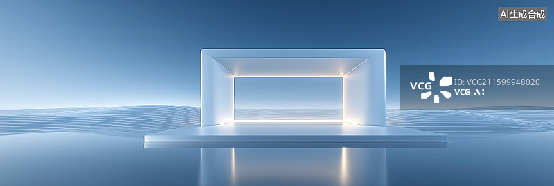 【AI数字艺术】汽车广告背景图——现代极简建筑与光滑的广场地面构成的展览空间图片素材