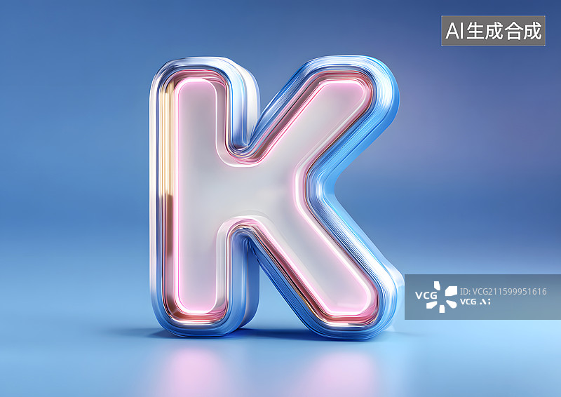 【AI数字艺术】金属发光艺术字英语字母K图片素材