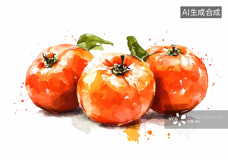 【AI数字艺术】水彩风番茄插画图片素材