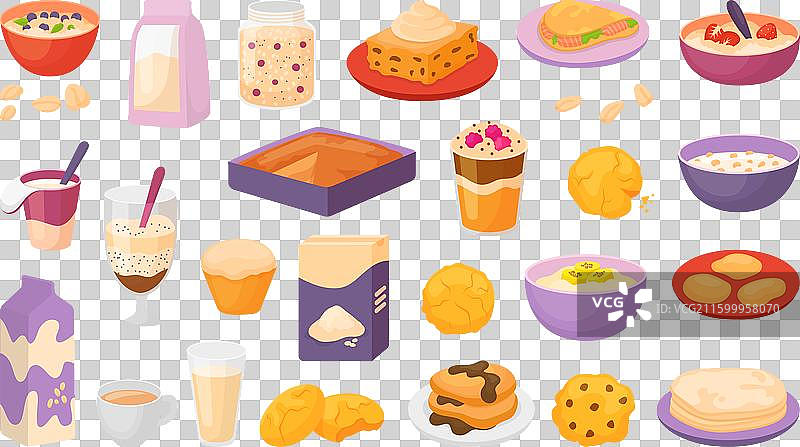 卡通燕麦片食品谷物和燕麦片包装盒图片素材