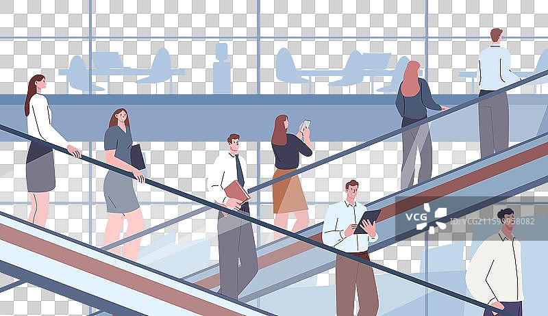 商务中心办公室里的人们在走动图片素材
