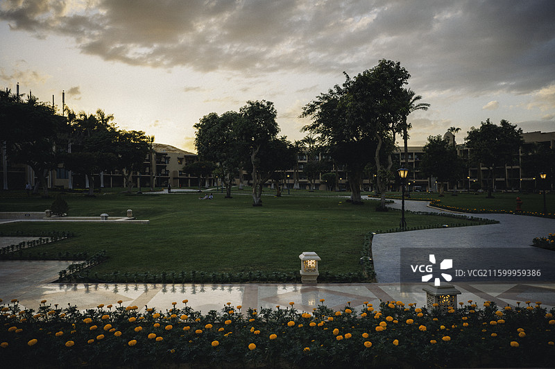 埃及开罗 米娜宫 金字塔 外景 黄昏图片素材