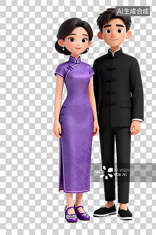 【AI数字艺术】身着传统服饰的卡通人物图片素材
