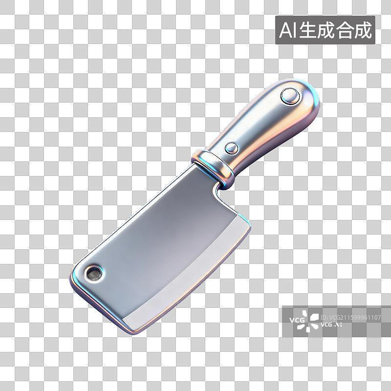 【AI数字艺术】一把金属材质的彩色手柄菜刀图片素材
