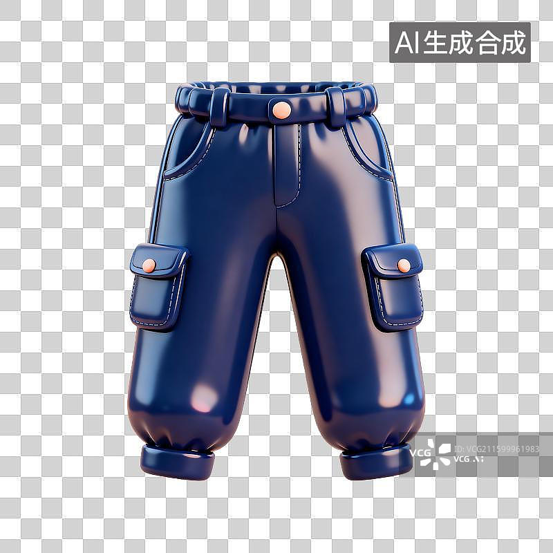 【AI数字艺术】蓝色3D渲染工装裤图片素材