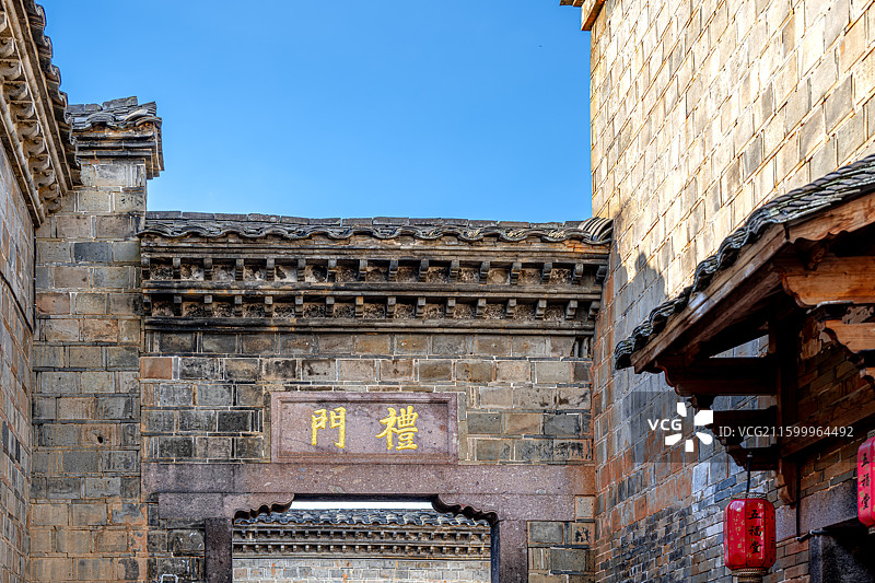 尚书第 古建筑群的甬道阴刻石匾 泰宁县博物馆 福建三明旅游 李春烨府第 明代历史保护建筑图片素材