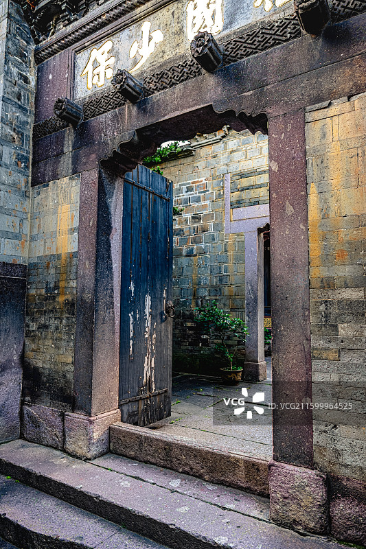 尚书第 古建筑群的甬道阴刻石匾 泰宁县博物馆 福建三明旅游 李春烨府第 明代历史保护建筑图片素材