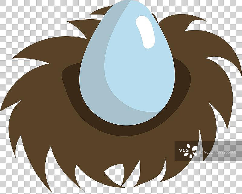 卡通风格的简笔画鸟巢和鸟蛋图片素材