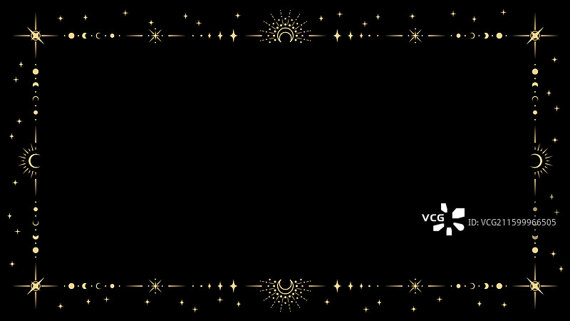 神秘的宇宙画框，包含星星和月亮的边框图片素材
