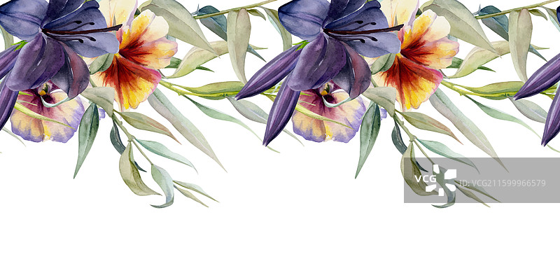 手绘水彩波西米亚风格植物花卉图片素材