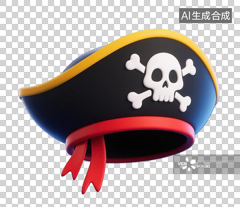 【AI数字艺术】3D三维万圣节骷髅海盗帽三角帽元素图片素材